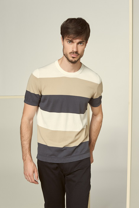 Organic cotton striped knit t-shirt